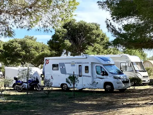 Motorhomes on campsites near Port Leucate